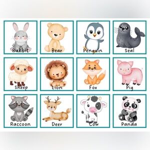 Handmade Adorable Animal Memory Match Flash Card Game Set